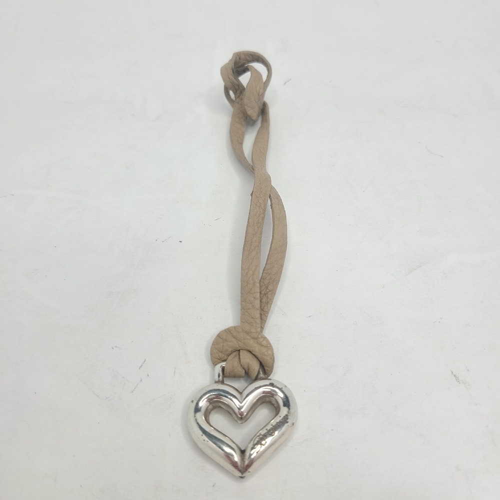 BRIGHTON Taupe Leather Replacement Heart Loop Strap Purse Bag Charm Key‎ Fob Tag